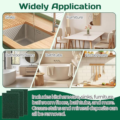 Heavy Duty Scouring Pad 10Pcs Scouring Pads Green Scrubbing Pads for Heavy Duty Cleaning Scrubbing Pads for Kitchen Bathroom Household Cleaning Dish Scrubber Scrubbing Sponges