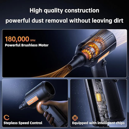 Electric Air Duster, 500W High-Power Corded Compressed Air Canister Replacement with Adjustable Speed, 10ft Cable - for Electronics, PC, Keyboard, Car, Camera, Inflatable Pool Toys