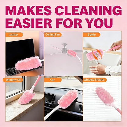 Pink Duster Refill for Swiffer Duster, 30 Count Heavy Duty Duster Refills with 1 Handle, 360 Dusters Refills Kit with 5X Microfibers, Disposable Dusters for Cleaning, Home, Office