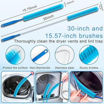 Universal Dryer Vent Cleaner Kit with Vacuum Hose - 4-Piece Lint Brush & Attachment Set for Clothes Dryer, Shop Vac Accessories, Lint Trap Cleaner & Home Maintenance Tools