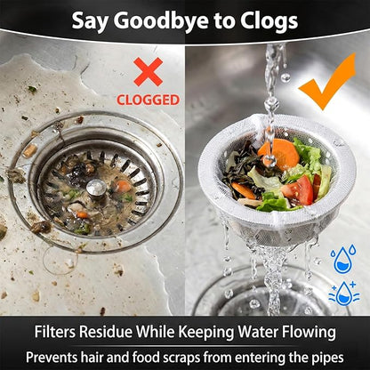RAINFLOW 400 Pack Kitchen Sink Strainer Mesh Bag - Disposable Sink Drain Covers,Kitchen Essentials Sink Filter Nets, Anti-Clogging Sink Drain Strainer Collecting Leftovers, Hair, Debris