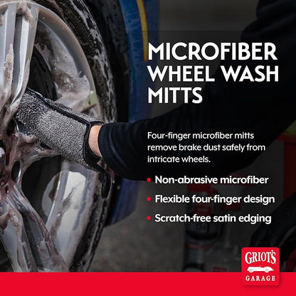 Griot's Garage Microfiber Wheel Wash Mitts, Scratch-Free Cleaning for All Wheel Surfaces, 11820, Set of 2