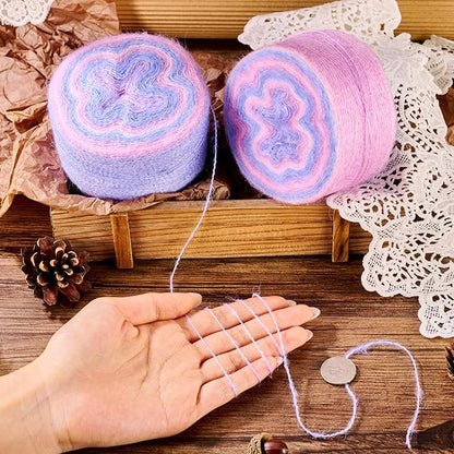 2 Roll Mohair Wool Yarn Soft for Crocheting Knitting Hand Washable Long Wool Yarn DIY Scarf Crochet Thread for Clothes Hats Sweater Scarf Craft Projects (Plum)
