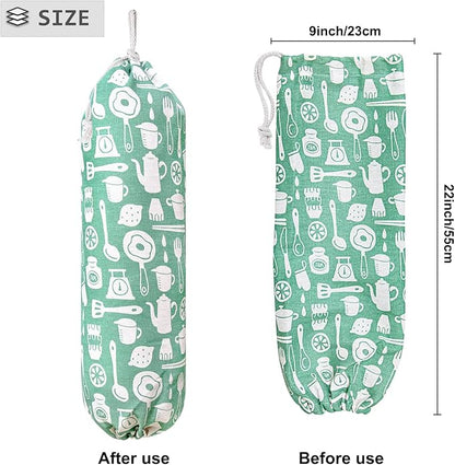 Plastic Bag Holder, Wall Mount Plastic Bag Organizer, Shopping Bags Carrier, Washable Large Grocery Bag Storage Dispenser for Home Kitchen Travelling, Free Adjustment with Drawstring (kitchen)