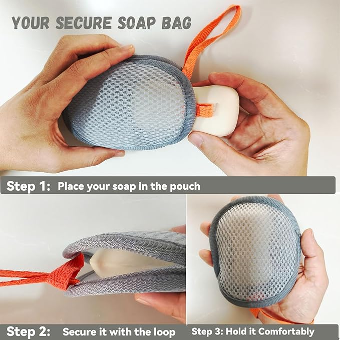 Sandwich Soap Bag, Soap Saver for Bar Soaps, Bar Soap Pouch with Gentle Exfoliation,Double Layer Mesh Design Foaming and Drying The Soap,Better Than Soap Holder and Dish