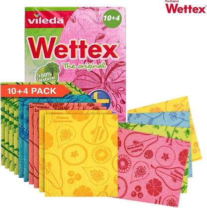 Wettex The Original 14 Pack Swedish Dishcloth for Kitchen - Eco Friendly Reusable Paper Towels - Assorted Dish Cloths for Washing Dishes