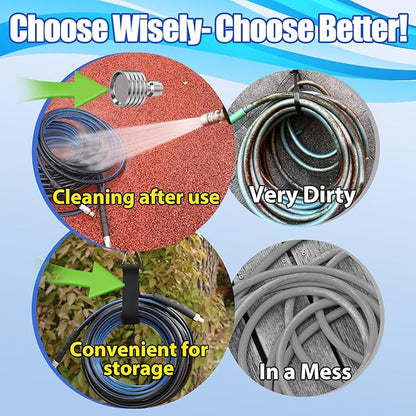 Sewer Jetter Kit for Pressure Washer(100FT),1/4" NPT Drain Cleaner Hose 5800PSI with 3 Sewer Jet Nozzles，Pearl Corsage Pin，Marking Ring,Spray Nozzle，Teflon Tape&Gloves