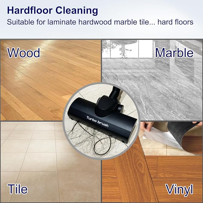 Portek Air-Driven Turbo Brush Attachment for Shop Vac Wet Dry Vacuum Cleaners, 1-1/4 and 2-1/2 Inch, Non-Electric Floor Head for Pet Hair and Debris Removal from Carpets Area Rugs Hard Floors