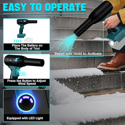 Jet Dry Mini Blower for Makita 18V Battery | 500W Compressed Air Duster | 400g Wind Speed | 3 Adjustable Speeds | Electric Cordless Air Blower for PC Keyboard Electronics Cleaning