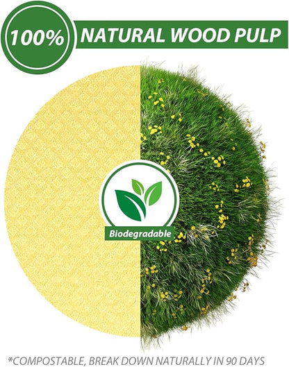 10 Pack Swedish Dishcloths, Reusable Cellulose Sponge Cloths with Adhesive Clips, Swedish Dish Paper Towels No Odor for Cleaning Home Kitchen