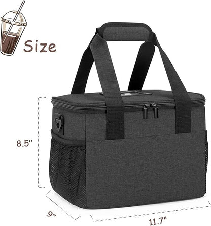 Trunab Reusable 6 Cups Drink Carrier for Delivery Insulated Drink Caddy with Handle and Shoulder Strap, Adjustable Dividers, Beverages Carrier Tote Bag, for Daily Life Takeout, Outdoors, Travel