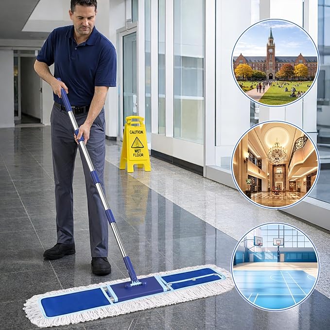 36" Dust Mop Replacement Pad: 2 Pack Fit 36" Commercial Dust Mop/Broom - Durable Thick Washable Cotton Dry Mop Head for Hardwood Tile Schools Offices Industrial Cleaning（ B0FMYK8YZ7）