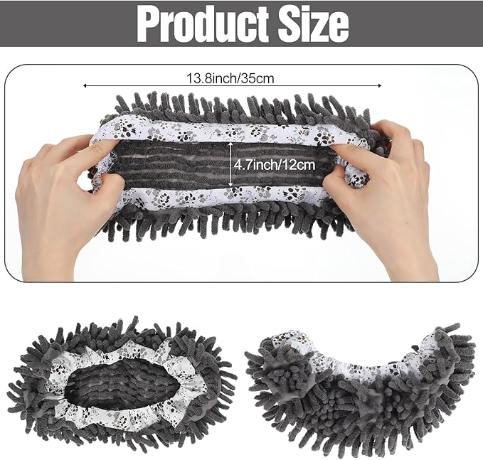 10 Pcs Mop Slippers Socks Floor Cleaning, 5 Pairs Microfiber Shoe Covers Dust Soft Washable Reusable Foot Socks for Woman Man House Kitchen (Grey)