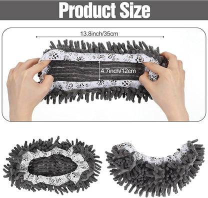 10 Pcs Mop Slippers Socks Floor Cleaning, 5 Pairs Microfiber Shoe Covers Dust Soft Washable Reusable Foot Socks for Woman Man House Kitchen (Grey)
