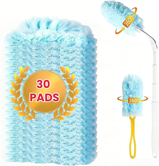 30 Count Duster Refills for Swiffer Dusters, Multisurface 360 Dusters with 3ft Extendable Handle and 1 Short Handle, Disposable Duster Kit for Dusting Furniture Blinds Fans Walls