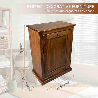 Peaceful Classics Tilt Out Trash Cabinet - Wooden Pull Out Cabinet, Decorative Trash Bin for Kitchen, Bedroom, & Home Patio, Tilt Out Laundry Hamper - Cherry