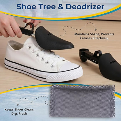 Shoe Washing Machine Bag with Shoe Trees and Deodorizer Bags, 2 Pcs Reusable Sneaker Laundry Bag for Washer and Dryer, 360 Deep Cleaning Shoe Washing Bag with Zipper, All Shoe Types & Sizes, Yellow