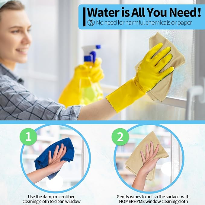 Microfiber Cleaning Cloth - 10 Pack Glasses Cleaning Cloth, 16" x 14" Window Cleaning Rags, Streak Free Lint Free Polishing Cloths Wipes for Eye Glass, Stainless Steel, Windshield, Beige