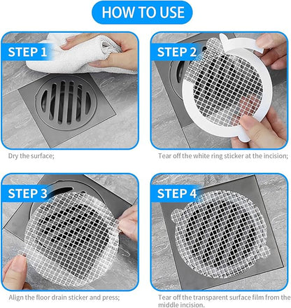 50pcs Disposable Shower Drain Hair Catcher Hair Trap for Shower Drain Mesh Stickers Shower Strainer for Bathroom Tub Kitchen Sink Shower Drain Cover Hair Stopper