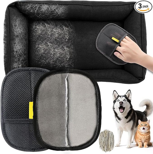 BABORUI Pet Hair Removal Glove - 2 Pack Pet Hair Remover Glove, Electrostatic Gloves Pet Hair Lint Rolls into Strips, Dog and Cat Hair Remover Tool for Furniture, Car, Couch, Carpet, Clothes