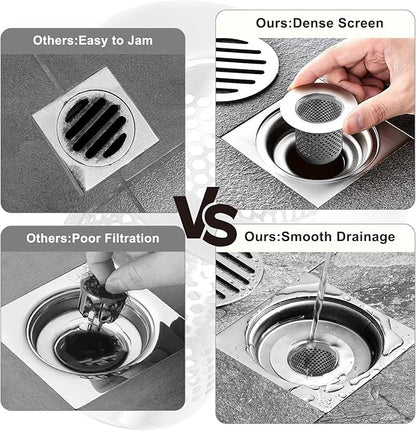 3Pcs Sink Drain Strainer，Shower Strainer Drain Hair Catcher Floor Drain Filter with Handle Stainless Steel Drainer Filter Used to Prevent Clogging of Kitchen Sinks (1.97"&2.17"&2.56")