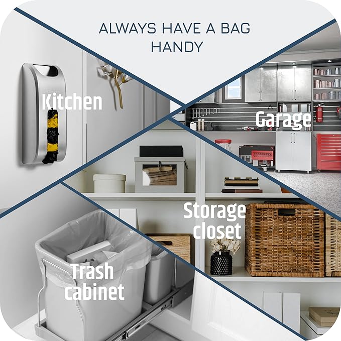Manterio Plastic Bag Holder | Durable Plastic Wall Mount Kitchen Grocery Bag Storage Organizer | Smudge Proof, Fingerprint Resistant | Blue