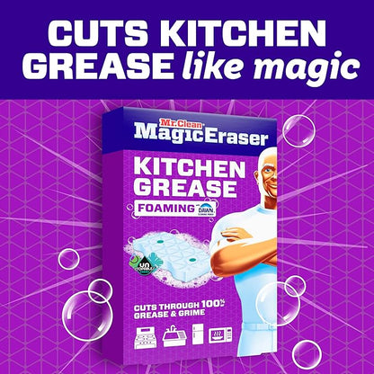 Mr. Clean Magic Eraser Foaming Sponge, Kitchen Grease Eraser, Dawn Cleaning Power, Oven Cleaner, Unstopables Fresh, 8ct