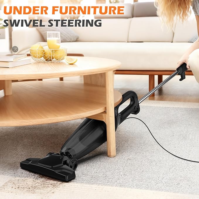 Zefiro Lightweight Corded Stick Vacuum, High Suction Bagless Small Vacuum Cleaner for Carpet Hardwood Floor Pet Hair, Portable Handheld Vacuum for Home RV Apartment Stairs Sofa