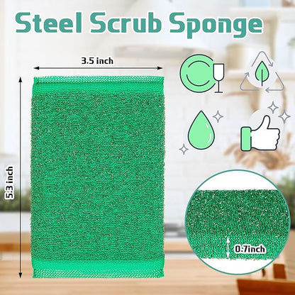 Thyle 24 Pack Kitchen Steel Scrubbing Sponges, Heavy Duty Non Scratch Metal Scrub Pads, Reusable Cleaning Sponges for Dishes, Pots, Pans, Sink and Tough Hard Stains (Vibrant Color)