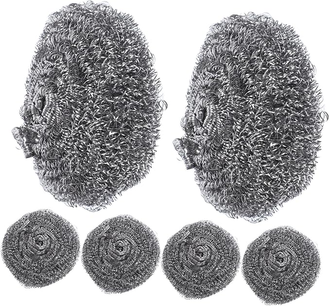 PRETYZOOM 6Pcs Pot Scrubbers Metal Scrubbers for Kitchen Cleaning Supplies Scouring Balls for Pots Pans Ovens and Grills