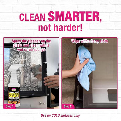 Quick N Brite Fireplace Glass Cleaner Kit with Cloth and Sponge, Removes Soot, Smoke, Creosote, and more, 16 oz, 1-Pack
