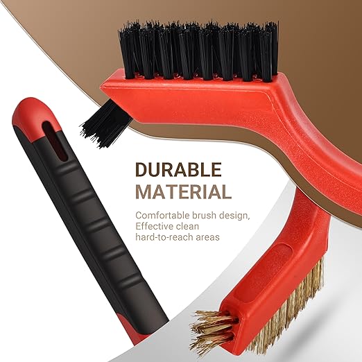 6 Pieces Wire Brushes Set, Nylon/Brass/Stainless Steel Bristles for Cleaning Welding Slag and Rust,Scratch Brush with Mini Head & Hanging Hole for Everyday Cleaning (24, Combo Pack)