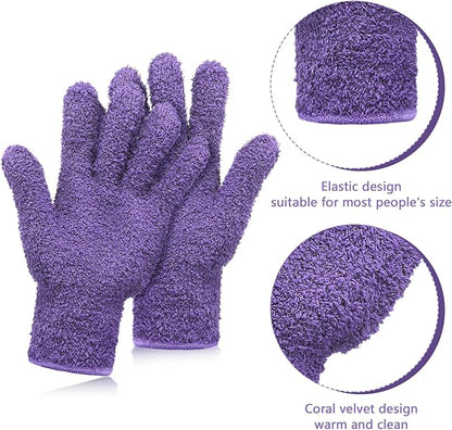 Patelai 2 Pairs Microfiber Gloves for plants Dusting Cleaning Glove Mittens House Cars Blinds Dusting(Pink, Violet,Large)