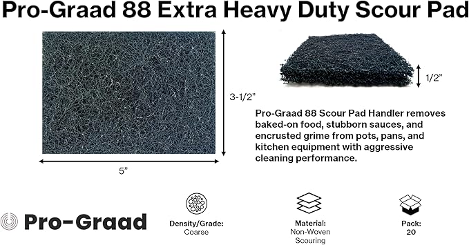 20 Pack 88 Extra Heavy Duty Scour Pad Handler for Scouring & Cleaning Pots, Pans, Utensils, Cooking Equipment, Easy Rinsing, Non-Rusting & Splintering, 5" Length x 3-1/2" Width, Blue, 08292