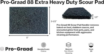 20 Pack 88 Extra Heavy Duty Scour Pad Handler for Scouring & Cleaning Pots, Pans, Utensils, Cooking Equipment, Easy Rinsing, Non-Rusting & Splintering, 5" Length x 3-1/2" Width, Blue, 08292