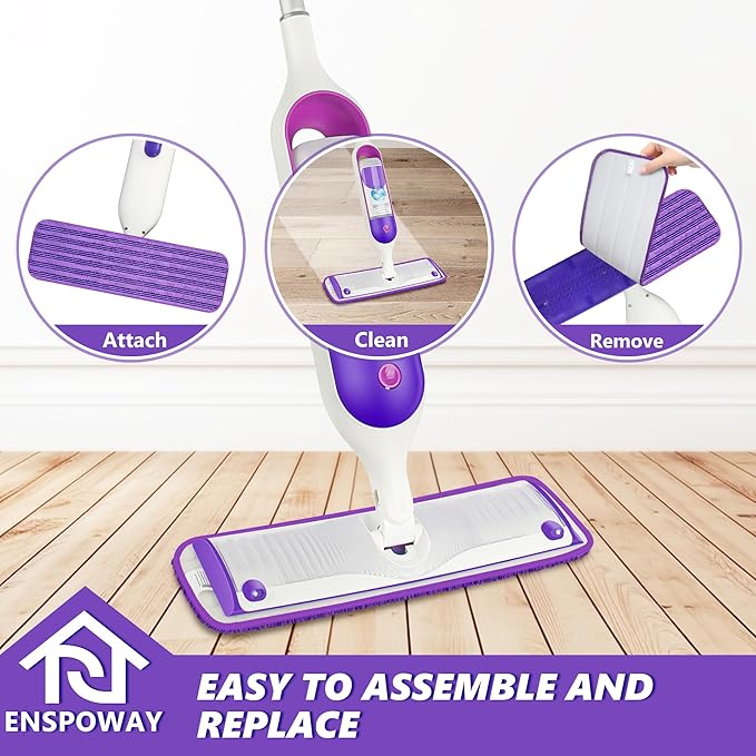 Reusable Mop Refills Pads for Swiffer PowerMop, 4 Pack Power Mop Refill Pads Microfiber PowerMop Pads Washable 15” Wet Pads Mopping Cloths for Multi-Surface & All Types of Floors, Purple