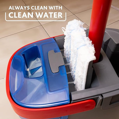 Vileda H2PrO Flat mop System - Revolutionary Clean and Dirty Water Separation - Water-Saving Design - Compact Storage - Ergonomic Handle - Microfibre Power - Can be Used one-Handed