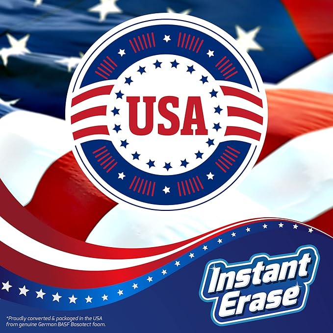 21 Pack Instant Erase XL Magic Cleaning Eraser Sponges - USA Converted and Packaged! Great for Bathtub, Floor Baseboard, and Walls. Multi-Surface Melamine Sponge Pads