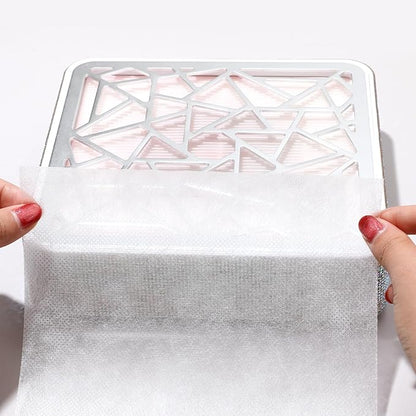 50PCS Nail Dust Collector Filter Cotton, PP Material Dust Collector Nail Tech Filter Cotton Pad Replacement Nail Vacuum Dust Collector Filters Film Paper for Nail Supplies