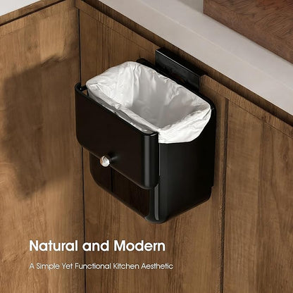 Large 3.2 Gallon Compost Bin, Under Sink Trash Can with Lid, Hanging Waste Cabinet for Office Kitchen Cupboard Bathroom Bedroom, Both Black