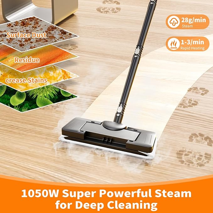 Steam Mop, Detachable Steam Cleaner 16-in-1 Lightweight Handheld Steamer for Hardwood Floors, Home, Tile,Wall Furniture, Clothes, Windows Cleaning