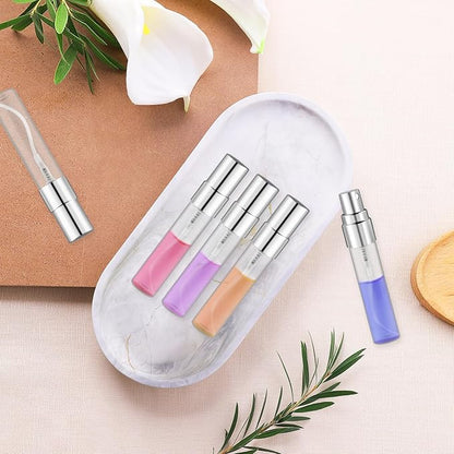 50 Pcs 5ml/0.17oz Fine Mist Glass Bottle Mini Transparent Spray Vials Empty Refillable Perfume Bottles for Cosmetic Perfume Liquid Sample DIY Sprays - Silver Lids