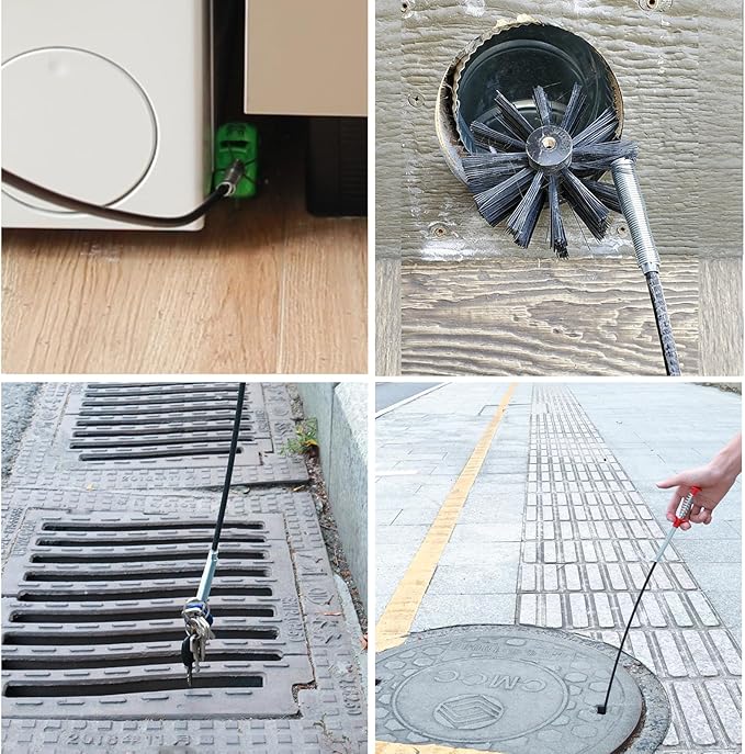 Drain Snake for Hair Clogs, 78 Inch Plumbing Auger Tool with Hook, Toilet Drain Clog Remover for Tub Pipes