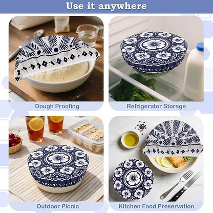 2 Large Reusable Beeswax Bowl Covers for Bread Proofing, 10/12 Inch Elastic Beeswax Wraps Cotton Cloth Sourdough Bowl Covers for Proofing Baskets, Mixer Bowls, Food Storage Containers