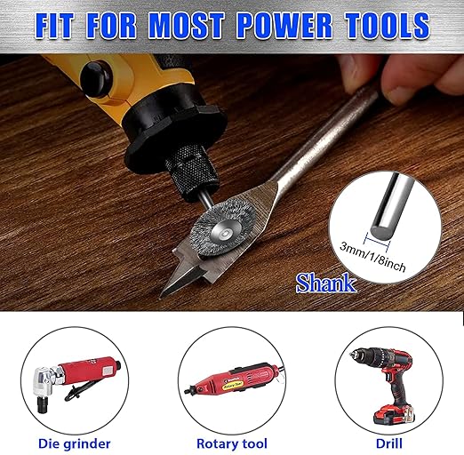 120 Pcs Rotary Tool Wire Brush, Steel Wire Wheels Pen Brushes Set Kit Accessories for Rotary Tool-1/8(3mm) Shank