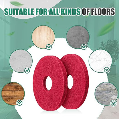 Teenyyou 5 Pcs 12" Cleaning Orbiter Pads Commercial Floor Buffer Pads Hardwood Floor Maintenance Scrubber Polisher Cleaning and Stripping for Orbiter Machine (Red)