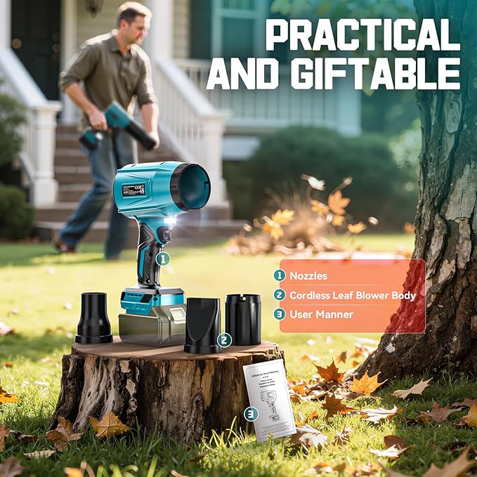 800,000 RPM Leaf Blower Compatible with Makita18V: Ecarke Cordless Dust Blower, Electric Turbo Jet Blower Handheld Battery Powered with Brushless Motor for Patio Garden Lawn(Tool Only, No Battery)