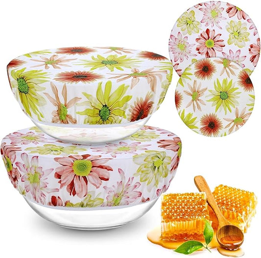 2 Large Reusable Beeswax Bowl Covers for Bread Proofing, 10/12 Inch Elastic Beeswax Wraps Cotton Cloth Sourdough Bowl Covers for Proofing Baskets, Mixer Bowls, Food Storage Containers