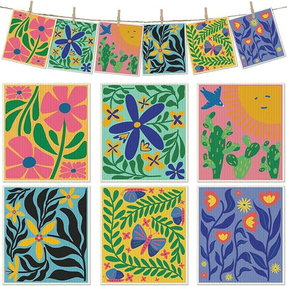 6 Packs Swedish Paper Cloths for Kitchen, Reusable Paper Towels Washable Dish Rags, Highly Absorbent Kitchen Towels Quick Drying Swedish Sponge Cleaning Dish Cloths (Hawaiian Style)