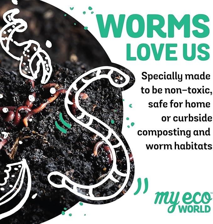 MyEcoWorld® Compostable Kitchen Waste Bags - 96 Count - 100% Certified Compostable - 13 Gallon - Super Strong - Leak Proof - Unscented - Easy to Open